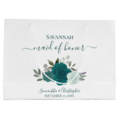 Teal & Aqua Boho Chic Rozen Bruidsmeisje Groot Cadeauzakje (Achterkant)