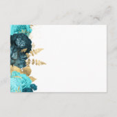 Teal Aqua Floral Gold Script Wedding Details  Informatiekaartje (Achterkant)