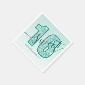 Teal Aqua Glitter Script Sweet 16 Verjaardag Servet (Hoek)