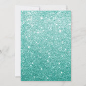 Teal Aqua Glitter Script Sweet 16 Verjaardagsfeest Kaart (Achterkant)
