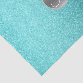 Teal Aqua Glitter Sparkle Glam Monogram Initiaal Tissuepapier (Detail)