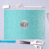Teal Aqua Glitter Sparkle Glam Monogram Initiaal Tissuepapier (Craft)