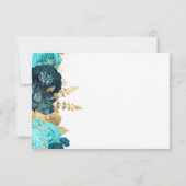 Teal Aqua Gold Floral Modern Script Wedding RSVP Kaartje (Achterkant)