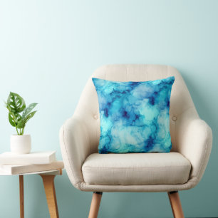 Teal Aqua Oceaan Blauwe Vloeibare Marmer Kussen