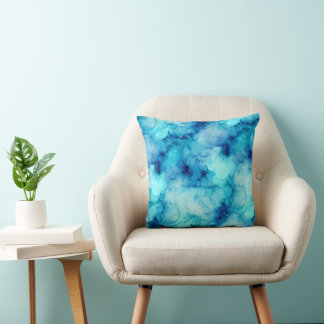 Teal Aqua Oceaan Blauwe Vloeibare Marmer Kussen