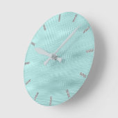 Teal Aqua Silver Gray Minimal Metallic Stripes Ronde Klok (Hoek)