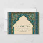 Teal Arch Islamic Wedding Bedankkaart (Voorkant)