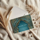 Teal Archway Islamic Wedding Bedankkaart