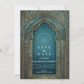 Teal Archway Islamic Wedding Save The Date (Voorkant)