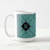 TEAL ARGYLE BREI Hoge Witte Mok + Initiaal II (Links)