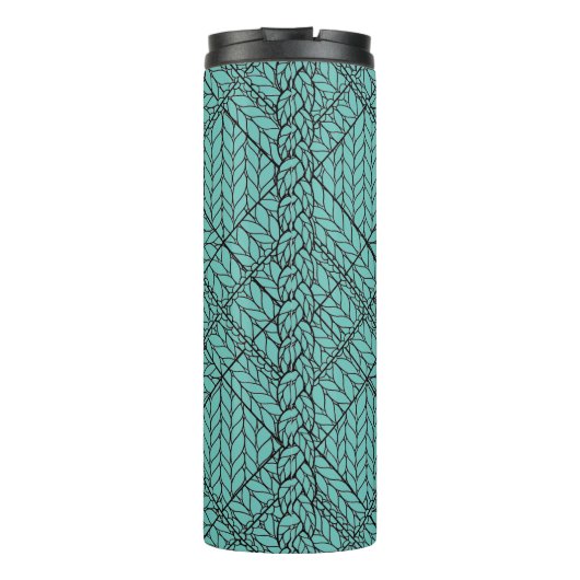TEAL ARGYLE GEBREIDE Thermische Tumbler Thermosbeker (Achterkant)