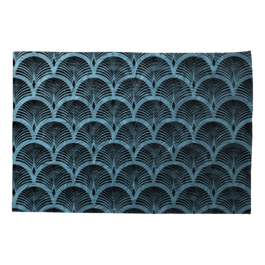 teal art deco fan pattern,teal,art deco,metallic,f kussensloop (Achterkant)