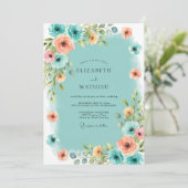 Teal Atmospheric Coastal Wedding Kaart (Staand voorkant)