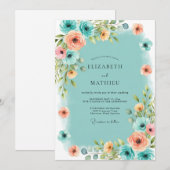 Teal Atmospheric Coastal Wedding Kaart (Voorkant / Achterkant)