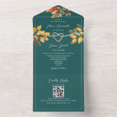 Teal Autumn QR Code Bruiloft All In One Uitnodiging (Binnen)