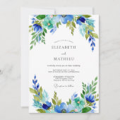 Teal Azure Harmonious Botanical Wedding Kaart (Voorkant)