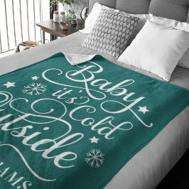 Teal Baby Het Is Koud Buiten Familienaam Fleece Deken