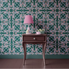 Teal Baroque Ornamental Design Behang