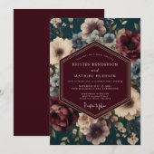 Teal Baroque Wedding Kaart (Voorkant / Achterkant)