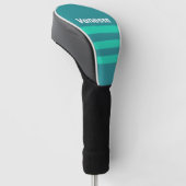 Teal Beach Breeze over Strepen met Naam Golfheadcover (Schuin)