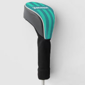 Teal Beach Breeze Pin Strepen met Naam Golfheadcover (Schuin)