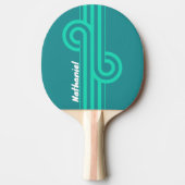 Teal Beach Breeze Stripe Loop met naam Tafeltennisbatje (Voorkant)