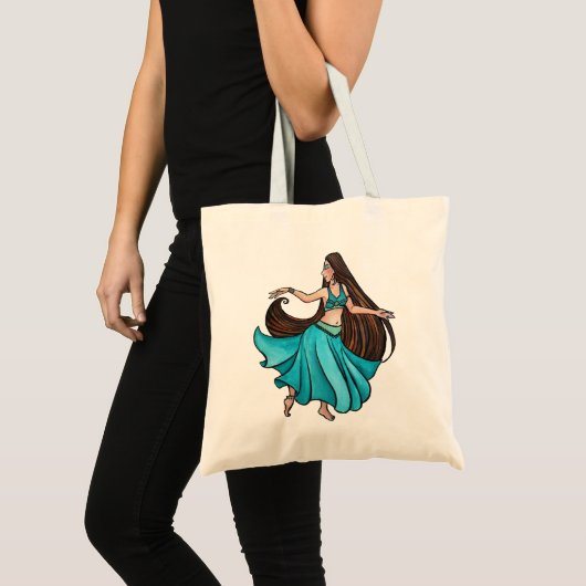Teal Belly Dancer Tote Bag (Voorkant (product))