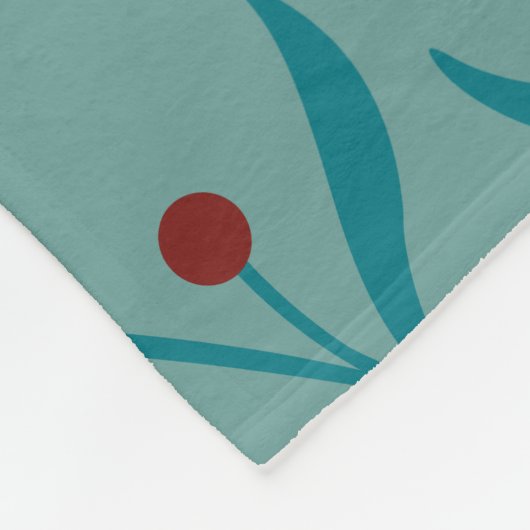 Teal Berries and Leaves Fleece Deken (Hoek)