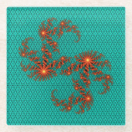 Teal Black Abstract Mandala Pattern Glazen Onderzetter