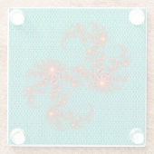 Teal Black Abstract Mandala Pattern Glazen Onderzetter (Achterkant)