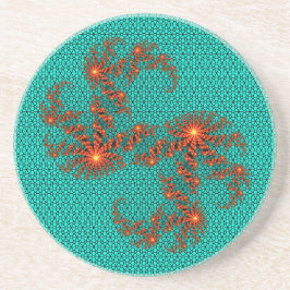 Teal Black Abstract Mandala Pattern Zandsteen Onderzetter