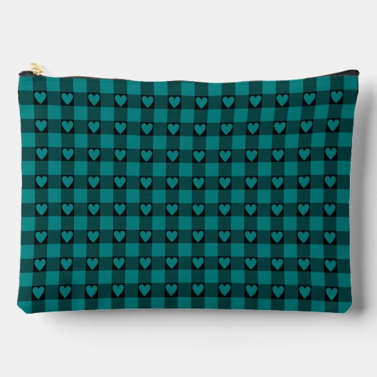 Teal Black Buffalo Heart Plaid Etui (Voorkant)