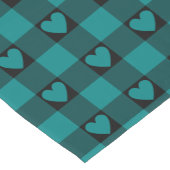 Teal Black Buffalo Heart Plaid Table Runner Korte Tafelloper (Hoek)