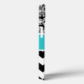 Teal Black Damask Chevron Monogram Case-Mate iPhone Case (Achterkant / Rechts)