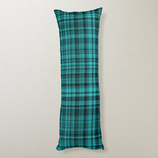 Teal Black Plaid Pattern Lichaamskussen (Achterkant (Verticaal))