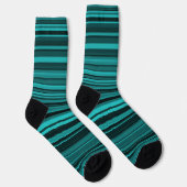 Teal Black Stripes Seamless Pattern Sokken (Rechts)