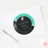 Teal Black Wavy Silver Cute Hearts Product Labels (Envelop)