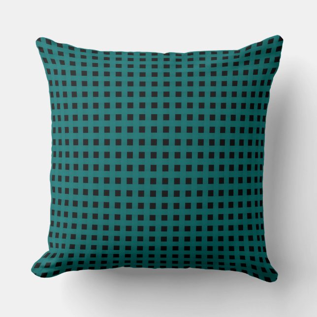 Teal Black Weave Pattern Kussen (Voorkant)