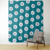 Teal Blau Step en Repeat Achtergrond Bedrijfslogo Wandkleed (In situ)