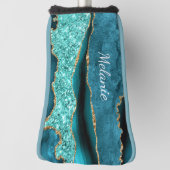 Teal Blauw Goud Golf Head Cover met Aangepaste Naa (Draai 90)