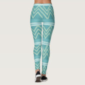 Teal Blauw Groen Chevron Geometrisch  Leggings (Achterkant)