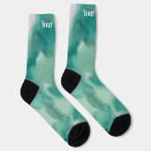 Teal Blauw Groen Marmer | Aangepaste Naam Sokken (Rechts)