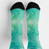 Teal Blauw Groen Marmer | Aangepaste naam Sokken (Top)