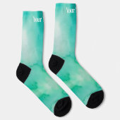 Teal Blauw Groen Marmer | Aangepaste naam Sokken (Rechts)