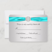 Teal Blauw Zilver RSVP Kaartje (Achterkant)