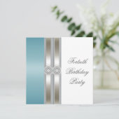 Teal Blauw Zilver Wit Klasse 40e Verjaardagsfeest Kaart (Staand voorkant)