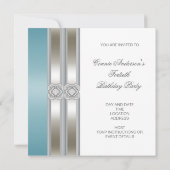 Teal Blauw Zilver Wit Klasse 40e Verjaardagsfeest Kaart (Achterkant)