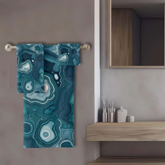 Teal Blauwe Agaat Steen Bad Handdoek