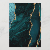 Teal Blauwe Agaten Gouden Moderne Script Bruiloft Menu (Achterkant)