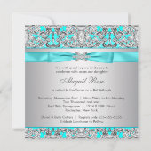Teal Blauwe Bat Mitzvah Kaart (Achterkant)